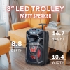 8” Bluetooth® Portable Party Speaker LED Lights W/ Front Panel PABT6035 Trolley