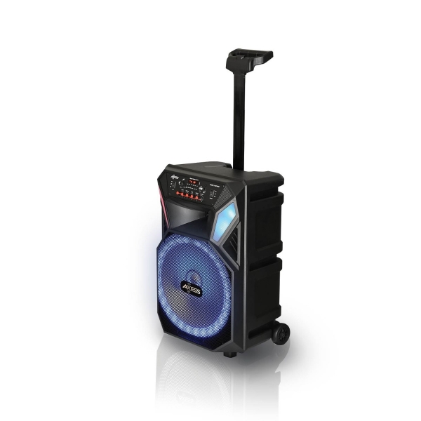 12” Bluetooth® Portable Party Speaker LED Lights 1.5” Tweeter 400W PMPO W/ Front Panel, Remote, TWS, USB, AUX-in, FM Radio, TF, Mic-in 