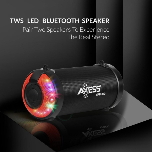 AXESS SPBL1010 3” Portable Bluetooth Speaker With WS Link & LED Lights