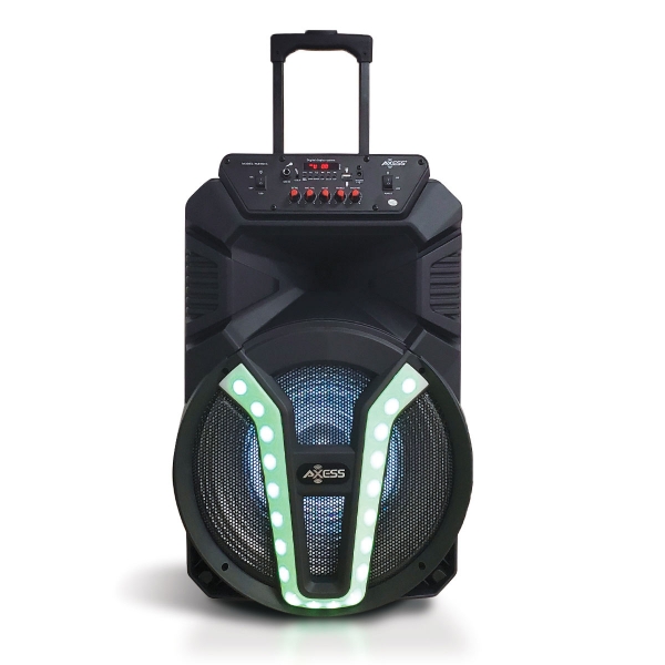 15” Mega Blast Bluetooth® Portable Party Speaker LED Lights W/ Front Panel, Remote, TWS, USB, AUX-in, FM Radio, TF, Mic-in